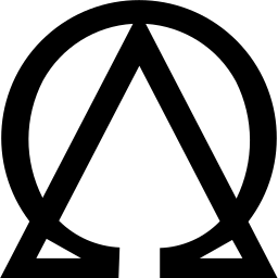 Mark 1420: Triangle and ring overlapping with Greek letter like forms. Signs, designed by Atelier Frutiger for Alpha+omega. Trademarks & Symbols Vol. 2, Kuwayama, 1973.