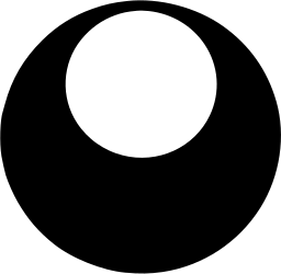 Mark 1430: White circle sitting in the upper half of a black disc. Sino-Japanese ideographs, designed by Hiromu Hara for The Nihon Keizai Press. Trademarks & Symbols Vol. 2, Kuwayama, 1973.