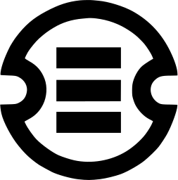 Mark 1432: Ring with three horizontal bars and notches on either side. Sino-Japanese ideographs, for Yasuda Trust Bank (Japan) 1925. Trademarks & Symbols Vol. 2, Kuwayama, 1973.