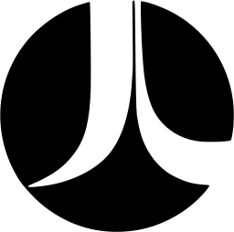 Mark 1437: Black disc with sweeping white curves forming a pair of tall stems. Sino-Japanese ideographs, designed by Shigeo Fukuda for Project. Trademarks & Symbols Vol. 2, Kuwayama, 1973.