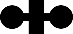 Mark 1439: Two circles on bars joined by a square block with a vertical bar. Sino-Japanese ideographs, for Komatsu. Trademarks & Symbols Vol. 2, Kuwayama, 1973.