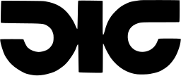 Mark 1448: Bold interlocking letters D, I and C in rounded solid black. Sino-Japanese ideographs, for Suidobata Art School. Trademarks & Symbols Vol. 2, Kuwayama, 1973.