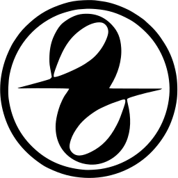 Mark 1473: Single brush stroke script letter with a swash bar inside a ring. Sino-Japanese ideographs, for Nihon Long-term Credit Bank. Trademarks & Symbols Vol. 2, Kuwayama, 1973.