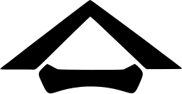 Mark 1475: Peaked roof outline over a small flat bar. Sino-Japanese ideographs, for Furukawa Electric Co. Trademarks & Symbols Vol. 2, Kuwayama, 1973.