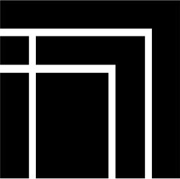 Mark 1483: Nested square corner frames with a thin white inner line. Japanese syllabary, katakana. Trademarks & Symbols Vol. 2, Kuwayama, 1973.