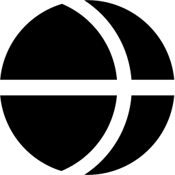 Mark 1490: Disc cut by a horizontal white band and curved arc gaps. Japanese syllabary, katakana, for Nagano Prefecture. Trademarks & Symbols Vol. 2, Kuwayama, 1973.