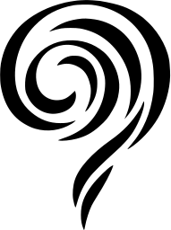 Mark 172: Bold spiral of nested curved bands trailing into a tapered tail. Hands, designed by Herbert Leupin for Pantene. Trademarks & Symbols Vol. 2, Kuwayama, 1973.