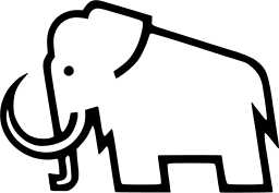 Mark 198: Mammoth with curling tusks drawn in a single even outline. Animals, designed by Joseph Binder. Trademarks & Symbols Vol. 2, Kuwayama, 1973.
