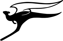 Mark 204: Leaping kangaroo trailing long swept lines behind it. Animals, for Airways. Trademarks & Symbols Vol. 2, Kuwayama, 1973.