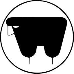 Mark 214: Black cow seen from the side with its udder, inside a thin ring. Animals, for New Zealand Meat Board. Trademarks & Symbols Vol. 2, Kuwayama, 1973.
