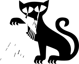 Mark 228: Seated black cat with a curled tail and a few fine strokes of fur. Animals, designed by Walter Herdeg. Trademarks & Symbols Vol. 2, Kuwayama, 1973.