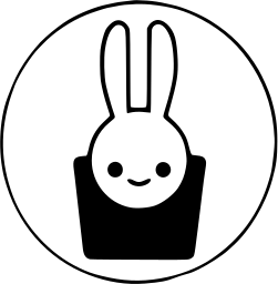 Mark 230: Smiling rabbit face with tall ears rising from a bag inside a thin circle. Animals, for S.S.Pharmaceutical Co. Trademarks & Symbols Vol. 2, Kuwayama, 1973.
