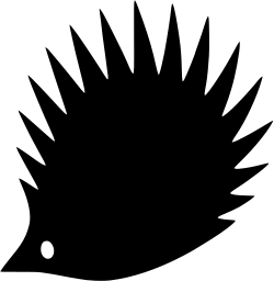 Mark 234: Solid black hedgehog in profile with a fan of sharp spines. Animals, designed by Dominik L.Burckhardt for Chr.Burckhard. Trademarks & Symbols Vol. 2, Kuwayama, 1973.