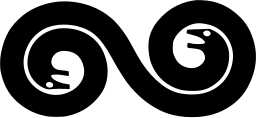 Mark 238: Two black snakes joined tail to tail in an S shaped double spiral. Animals, designed by Giulio Confalonieri for Ditta Impermeabili San Giorgio. Trademarks & Symbols Vol. 2, Kuwayama, 1973.