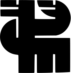 Mark 241: Heavy black block form with rounded arms and three short legs. Animals, designed by Elfriede Anderegg for CIBA. Trademarks & Symbols Vol. 2, Kuwayama, 1973.