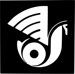 Mark 251: White bird with a fan shaped wing and ringed eye on a black square. Animals, designed by Charles Loupot for Project. Trademarks & Symbols Vol. 2, Kuwayama, 1973.