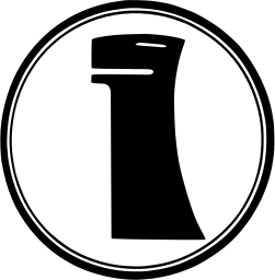 Mark 256: Bold black upright block with a step at the top inside a double ring. Animals. Trademarks & Symbols Vol. 2, Kuwayama, 1973.