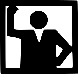 Mark 26: Man in a suit with a hand on his hip, set in a square black frame. Human figures, for SONY. Trademarks & Symbols Vol. 2, Kuwayama, 1973.