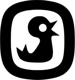 Mark 268: Chirping chick inside a thick rounded square frame. Birds, designed by E.J.Morrison & Hans Kleefeld for G.T.Fulford Co. Trademarks & Symbols Vol. 2, Kuwayama, 1973.