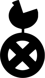 Mark 299: Small black bird sitting above a round disc with a white cross. Birds, designed by Dr. Hann. Trademarks & Symbols Vol. 2, Kuwayama, 1973.