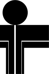 Mark 3: Person with a round head and a T shaped body split by thin white lines. Human figures, designed by Michel Dattel for Human Relations Bureau of Los Angeles. Trademarks & Symbols Vol. 2, Kuwayama, 1973.