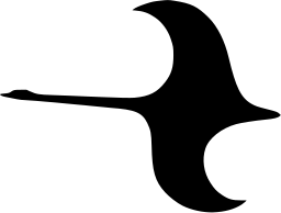 Mark 314: Bird with a long thin neck and swept crescent wings in flight. Birds, designed by Marcello Minale+Brian Tattersfield for Swan’s Tours. Trademarks & Symbols Vol. 2, Kuwayama, 1973.