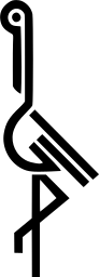 Mark 316: Flamingo drawn with one geometric line, long neck and a stick leg. Birds, for Storchen. Trademarks & Symbols Vol. 2, Kuwayama, 1973.