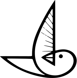 Mark 329: Bird with a round body whose wing is a ribbed triangular sail. Birds, designed by Fritjof Pedersen for Bonving Skofabrik. Trademarks & Symbols Vol. 2, Kuwayama, 1973.