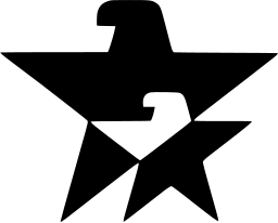 Mark 361: Eagle head and shoulders merged into a five point black star. Birds, designed by Chermayeff & Geismar Associates for American Republic Insurance Co. Trademarks & Symbols Vol. 2, Kuwayama, 1973.