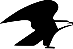 Mark 363: Eagle with a large swept back wing and a sharp hooked beak. Birds, designed by Raymond Loewy/William Snaith, Inc. for United States Postal Service. Trademarks & Symbols Vol. 2, Kuwayama, 1973.