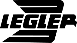 Mark 364: Bold italic word LEGLER with stacked speed stripes on the left. Birds, designed by Eugen & Max Lenz for Legler Textilunterrehmen. Trademarks & Symbols Vol. 2, Kuwayama, 1973.