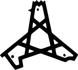 Mark 370: Three armed lattice with a rooster perched on its top. Birds, designed by Anton Stankowsky. Trademarks & Symbols Vol. 2, Kuwayama, 1973.