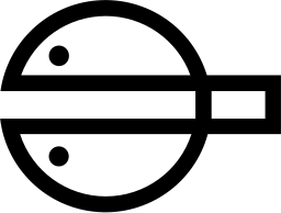 Mark 377: Round fish body with dots for eyes and a rectangular tail bar. Fish, designed by Klaus Winterhäger for Firma Cürten. Trademarks & Symbols Vol. 2, Kuwayama, 1973.