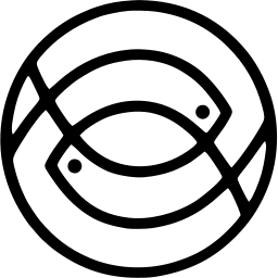 Mark 380: Two fish outlines crossing each other in a double ring. Fish, designed by Stephan Kantscheff for Slavyanka. Trademarks & Symbols Vol. 2, Kuwayama, 1973.
