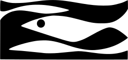 Mark 399: Fish gliding between three black wave bands. Fish, designed by Eckstein-Stone Inc. for Tropical Air Pump Mfg. Corp. Trademarks & Symbols Vol. 2, Kuwayama, 1973.