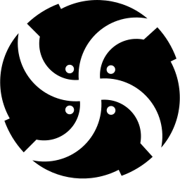 Mark 402: Four fish turning like a pinwheel inside a cut black disc. Fish, designed by Bror B.Zetterborg for Turun Kala Oy. Trademarks & Symbols Vol. 2, Kuwayama, 1973.