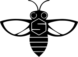 Mark 415: Bee with a letter S on its thorax and open outlined wings. Insects, designed by Goetz Neuke. Trademarks & Symbols Vol. 2, Kuwayama, 1973.