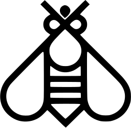 Mark 416: Bee drawn in bold line with heart shaped wings and striped body. Insects, designed by Robert Geisser for Krefina Bank. Trademarks & Symbols Vol. 2, Kuwayama, 1973.