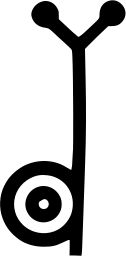 Mark 424: Thin forked stem with a bullseye ring at its foot. Flowers, designed by Goetz Neucke. Trademarks & Symbols Vol. 2, Kuwayama, 1973.