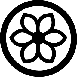 Mark 431: Five petal flower outline in a thick ring. Flowers, designed by G.Dean Smith for Yosemite Lodge. Trademarks & Symbols Vol. 2, Kuwayama, 1973.