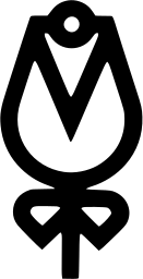 Mark 435: Rose bud in bold line tied with a ribbon bow at the stem. Flowers, designed by Roger-Virgile Geiser for Alfred Etter. Trademarks & Symbols Vol. 2, Kuwayama, 1973.