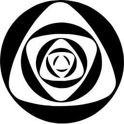 Mark 445: Rose in concentric rounded layers inside a black rounded triangle disc. Flowers, designed by Anton Stankowski for Wuertenberg Bible Association. Trademarks & Symbols Vol. 2, Kuwayama, 1973.