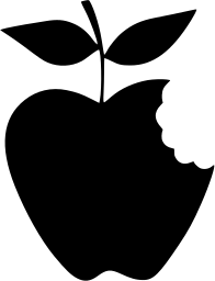Mark 455: Black apple with a bite out of its side and two leaves. Flowers, designed by Leo Monahan for Eden Records. Trademarks & Symbols Vol. 2, Kuwayama, 1973.