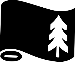Mark 477: Waving black flag banner with a white pine at its edge. Trees, designed by Gerhard Hauptmann. Trademarks & Symbols Vol. 2, Kuwayama, 1973.