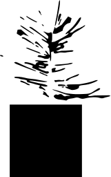 Mark 497: Sketchy ink strokes rising from a solid black square. Trees, designed by Luc Van Malderen for Jean Delogne. Trademarks & Symbols Vol. 2, Kuwayama, 1973.