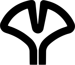 Mark 505: Fan shaped leaf drawn in thick line with two stems. Trees, designed by Tatsuhito Yamamoto for Tokyo Metropolitan Office. Trademarks & Symbols Vol. 2, Kuwayama, 1973.