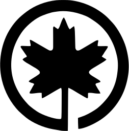 Mark 513: Maple leaf with a long stem inside a thick open ring. Trees, for Air Canada. Trademarks & Symbols Vol. 2, Kuwayama, 1973.