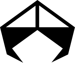 Mark 519: Peaked roof over a folded base of black wedges. Architecture, designed by Rüdiger Nüssler for Berliner Bauwochen. Trademarks & Symbols Vol. 2, Kuwayama, 1973.