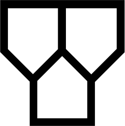 Mark 520: Three pentagon houses stacked and joined in thick line. Architecture, designed by Patrick Scott, Signa Ltd. for The National Building Advisory Council. Trademarks & Symbols Vol. 2, Kuwayama, 1973.