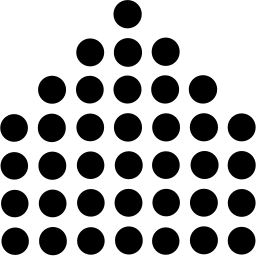 Mark 525: Grid of round black dots shaped into a pitched house roof. Architecture, designed by Tom Woodward for Halftone House. Trademarks & Symbols Vol. 2, Kuwayama, 1973.